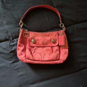 Y2K coach pink monogram shoulder bag